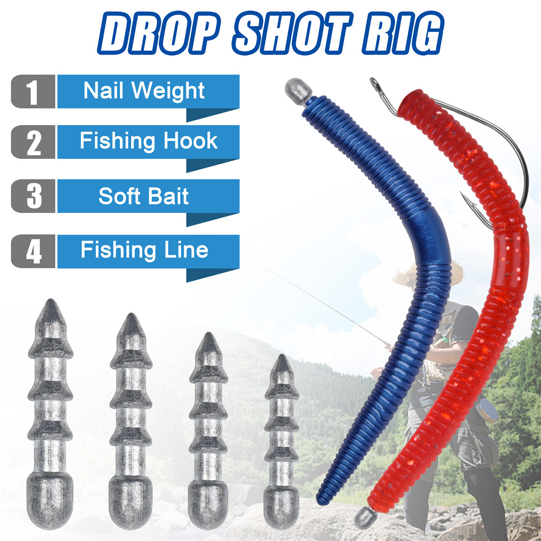 60PCS Nail weights Worm Fishin - Trout Fishing Lure 评论和价格